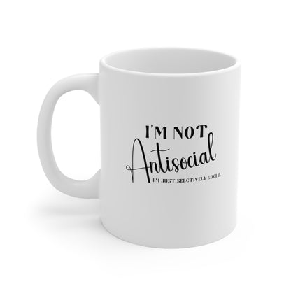 Antisocial mug, funny ceramic mug for introverts