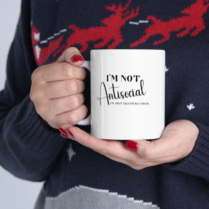 Antisocial mug, funny ceramic mug for introverts