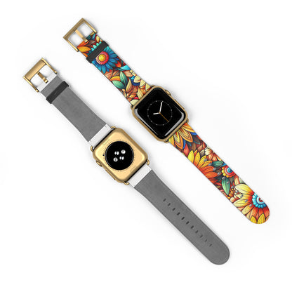 Sunflowers Faux Leather Apple Watch Band