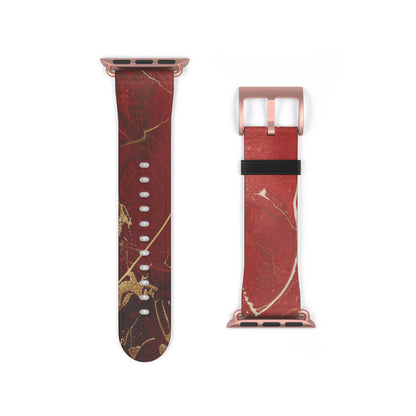 Red Faux Leather Apple Watch Band