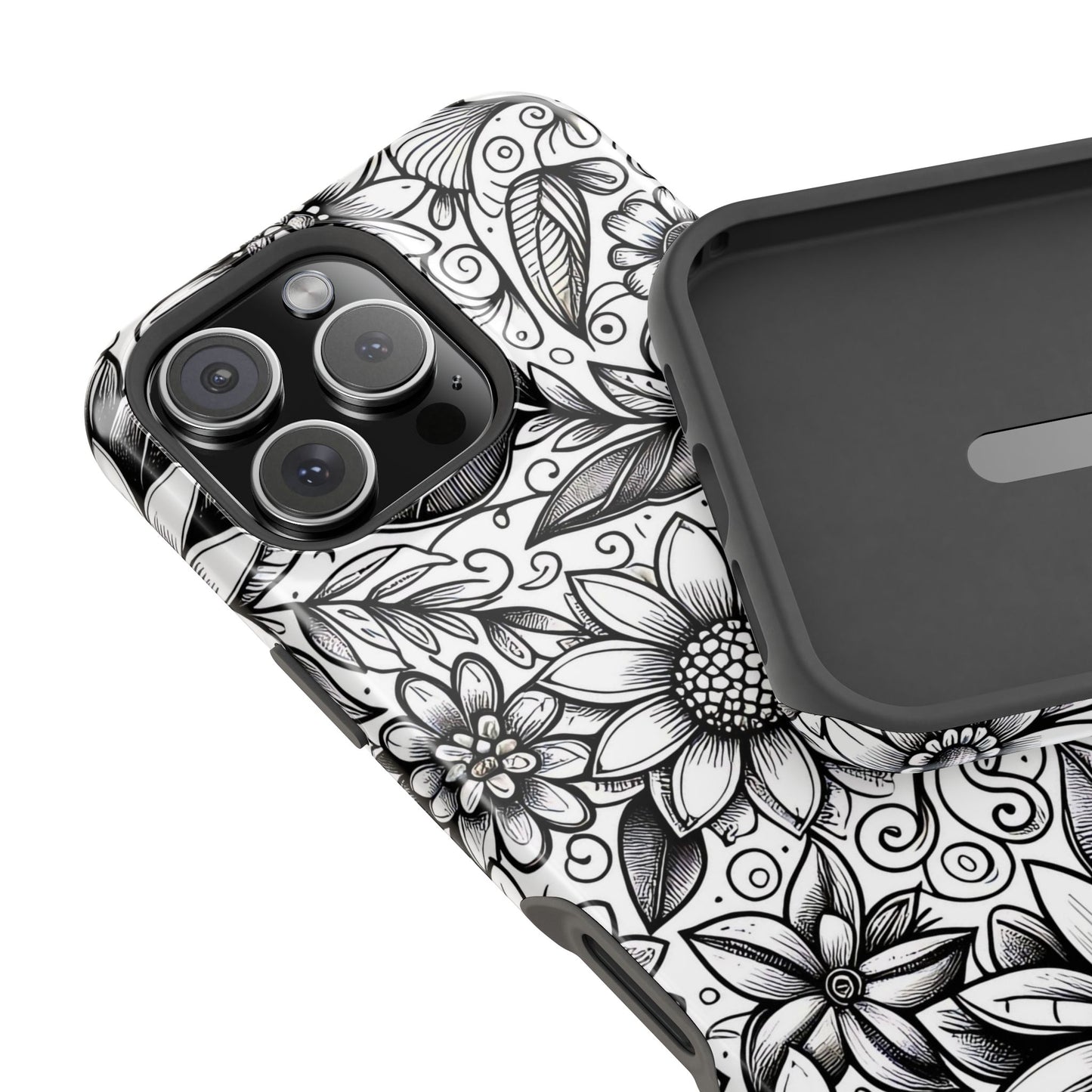 Black and White Sunflowers MagSafe Tough Iphone Case