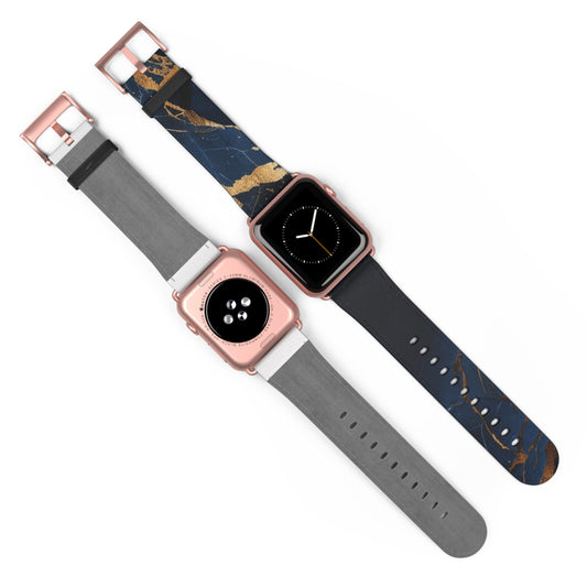 Dark Blue Faux Leather Apple Watch Band