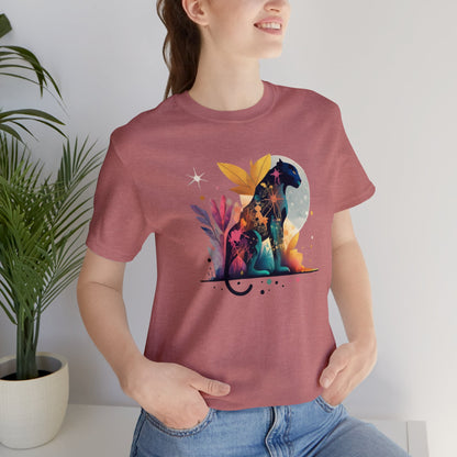 Panther shirt, colorful shirt, graphic tee, animal lover shirt, watercolor shirt