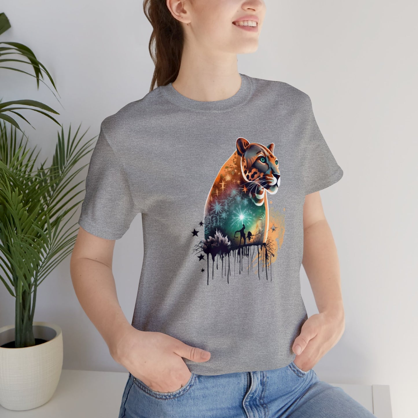 Panther shirt, colorful shirt, graphic tee, animal lover shirt, watercolor shirt