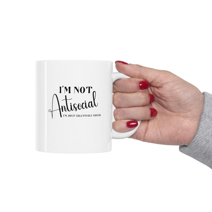 Antisocial mug, funny ceramic mug for introverts