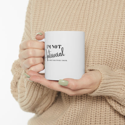 Antisocial mug, funny ceramic mug for introverts