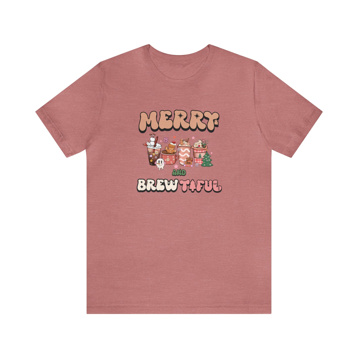 Merry and Brew-tiful, coffee lover shirt, christmas coffee shirt