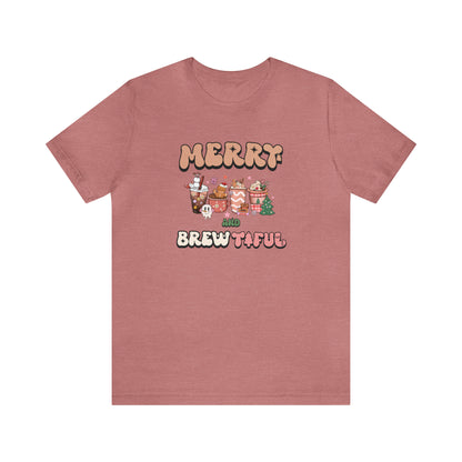 Merry and Brew-tiful, coffee lover shirt, christmas coffee shirt