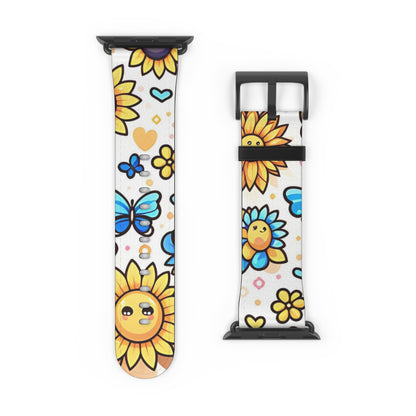 Sunflowers Faux Leather Apple Watch Band