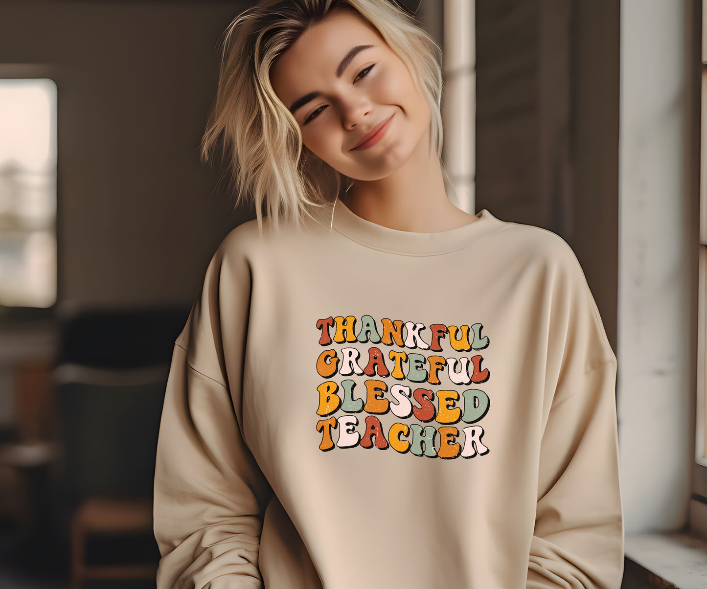 Thankful, grateful, blessed teacher, thanksgiving teacher sweatshirt,