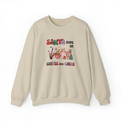 Santa runs on coffee and cheer Crewneck Sweatshirt, christmas Sweatshirt