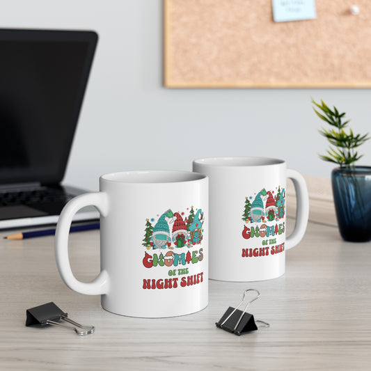 Gnomies of the night shift, christmas nurse mug, Ceramic Mug 11oz