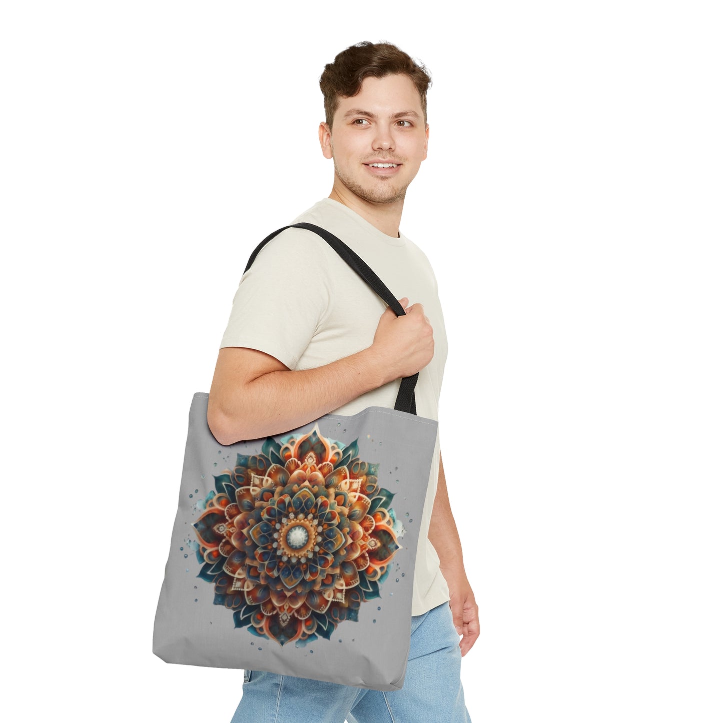 Tote Bag (AOP), Mandala tote bag, mandala art, floral mandala, 3d mandala, mandala bag