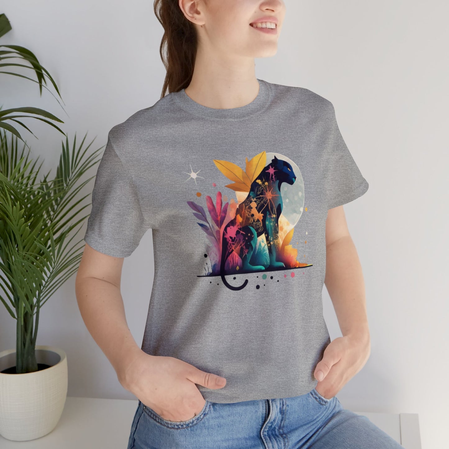 Panther shirt, colorful shirt, graphic tee, animal lover shirt, watercolor shirt