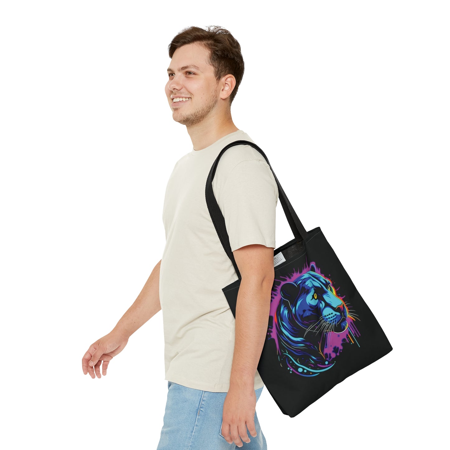 Black Panther Tote Bag, colorful panther tote bag