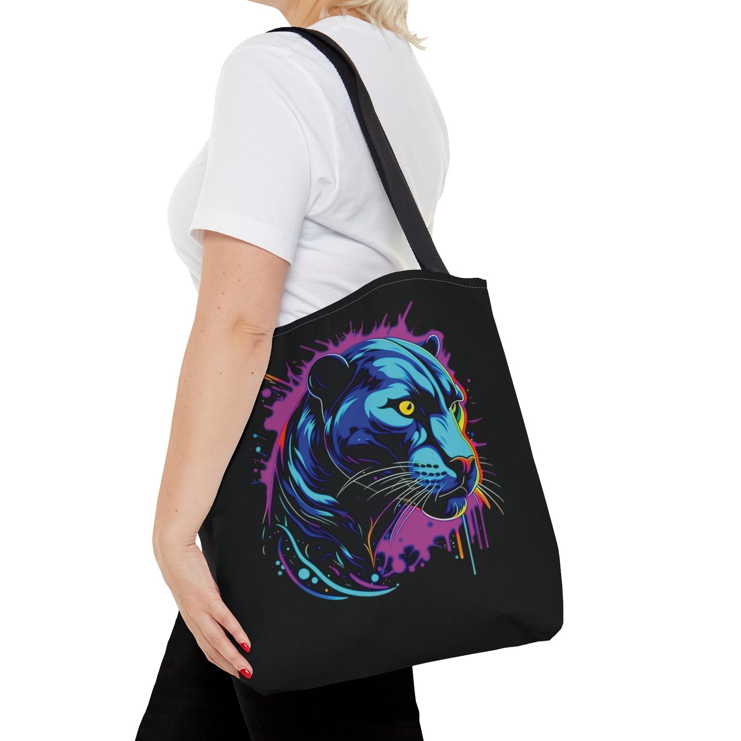 Black Panther Tote Bag, colorful panther tote bag