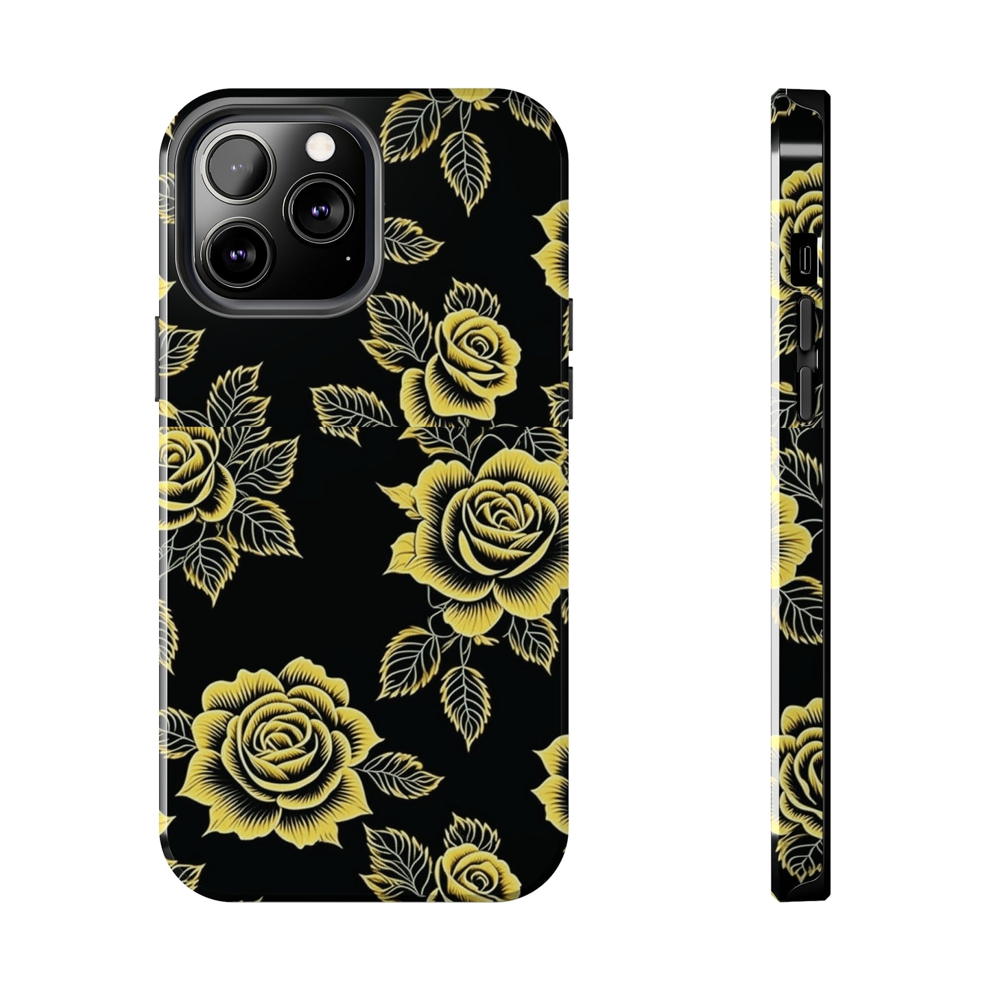 gold rose iphone case, black iphone case, Tough iPhone Case