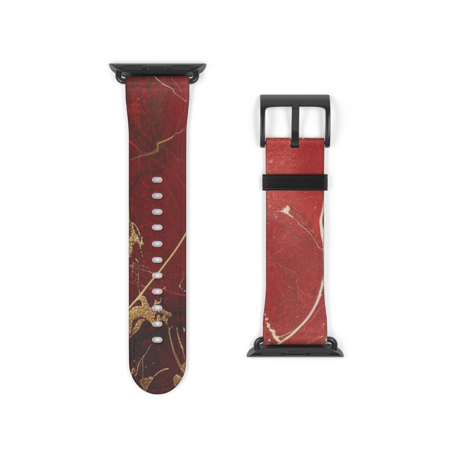 Red Faux Leather Apple Watch Band