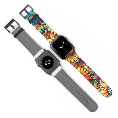 Sunflowers Faux Leather Apple Watch Band