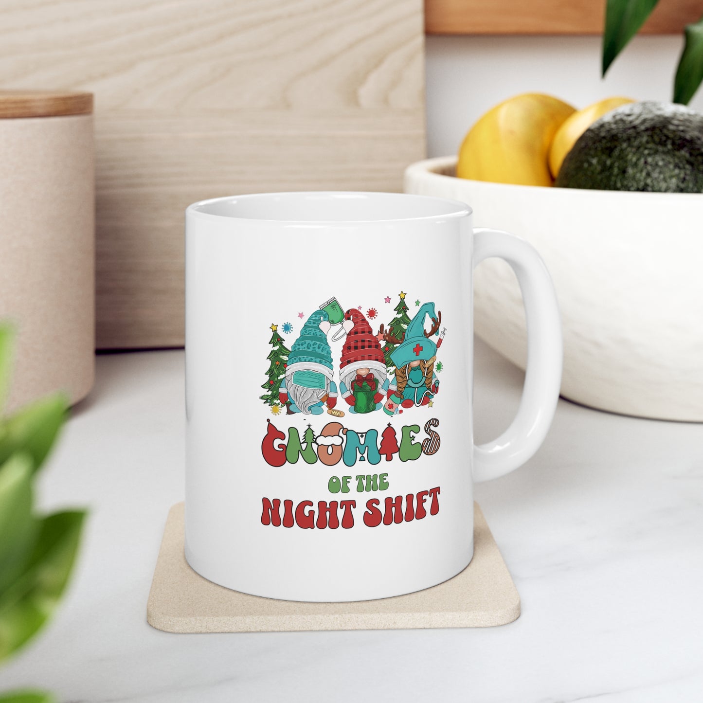 Gnomies of the night shift, christmas nurse mug, Ceramic Mug 11oz