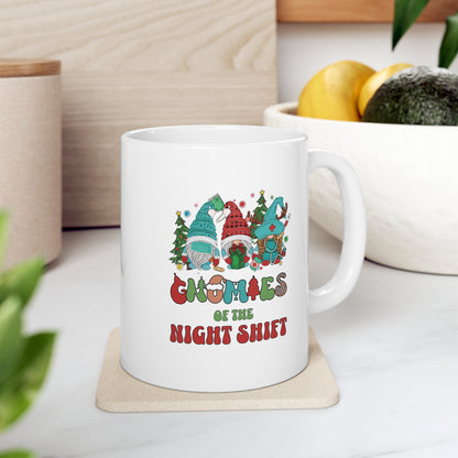 Gnomies of the night shift, christmas nurse mug, Ceramic Mug 11oz