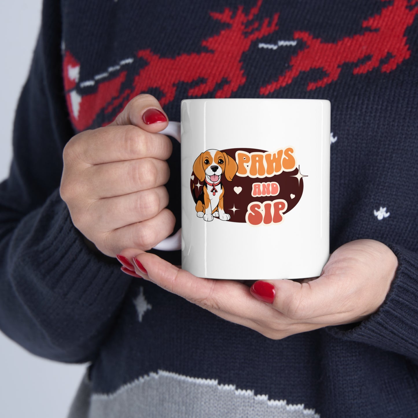 Paws and sip, puppy mug, dog lover mug, Ceramic Mug 11oz