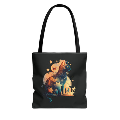 Colorful cat Tote Bag, mystical tote bag