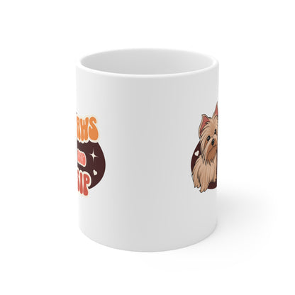 Paws and sip, yorkie mug, dog lover mug, Ceramic Mug 11oz