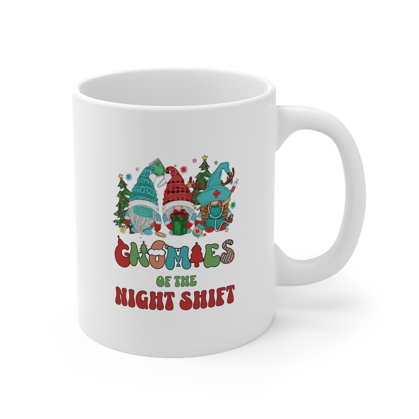 Gnomies of the night shift, christmas nurse mug, Ceramic Mug 11oz