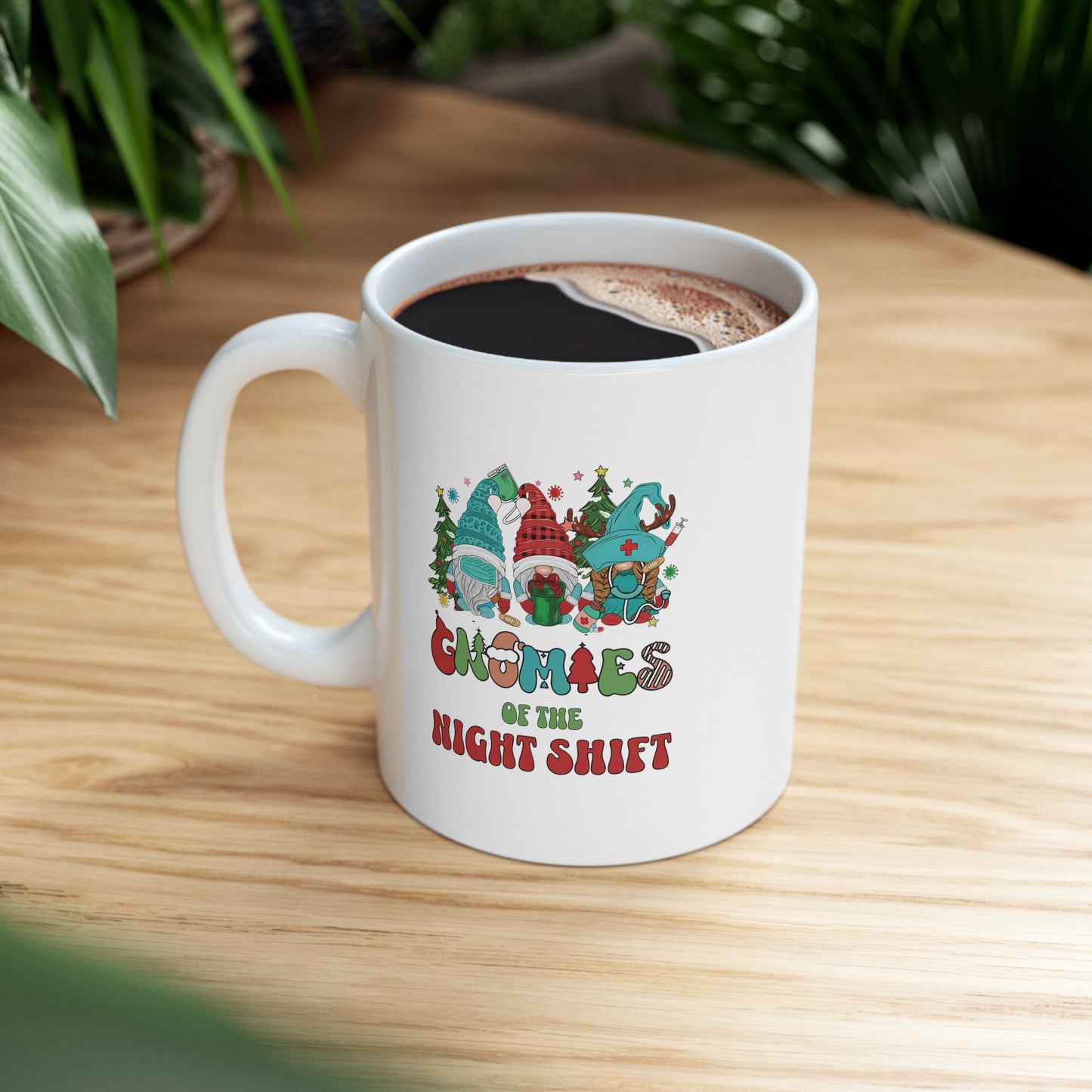 Gnomies of the night shift, christmas nurse mug, Ceramic Mug 11oz