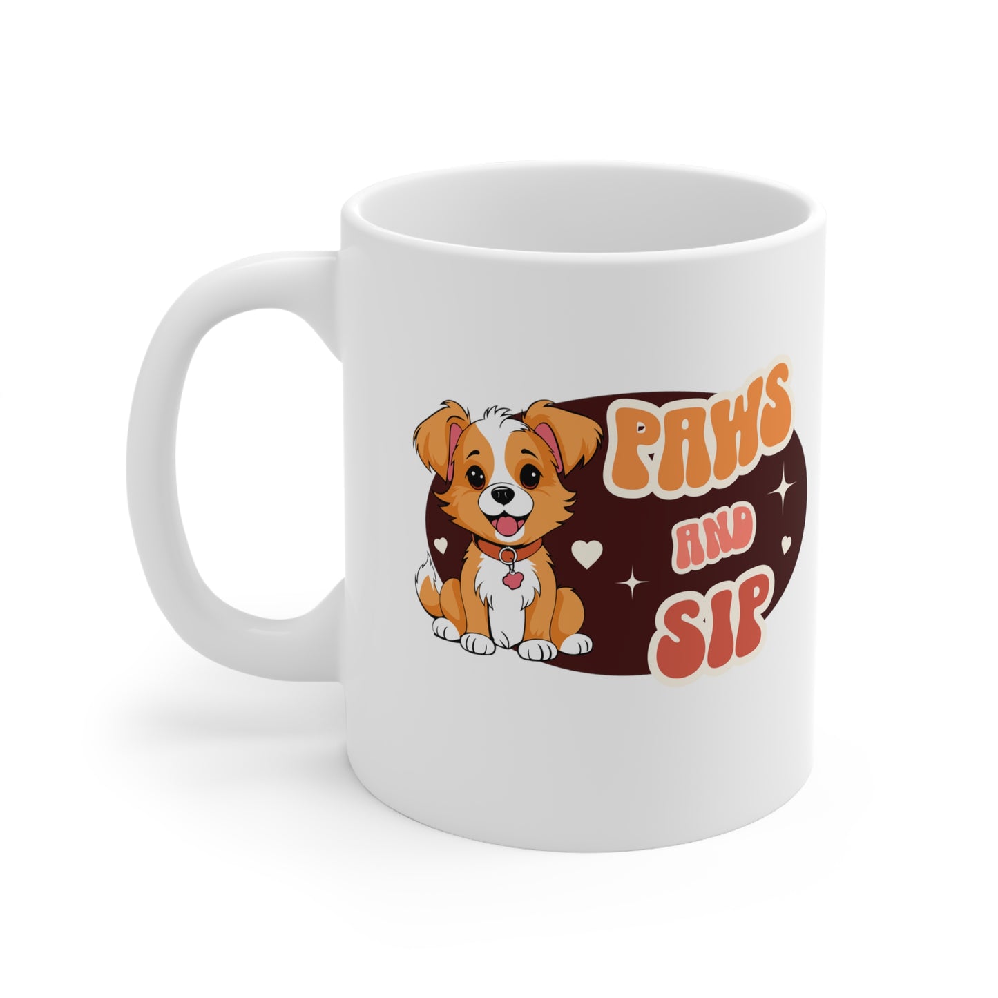 Paws and sip, puppy mug, dog lover mug, Ceramic Mug 11oz