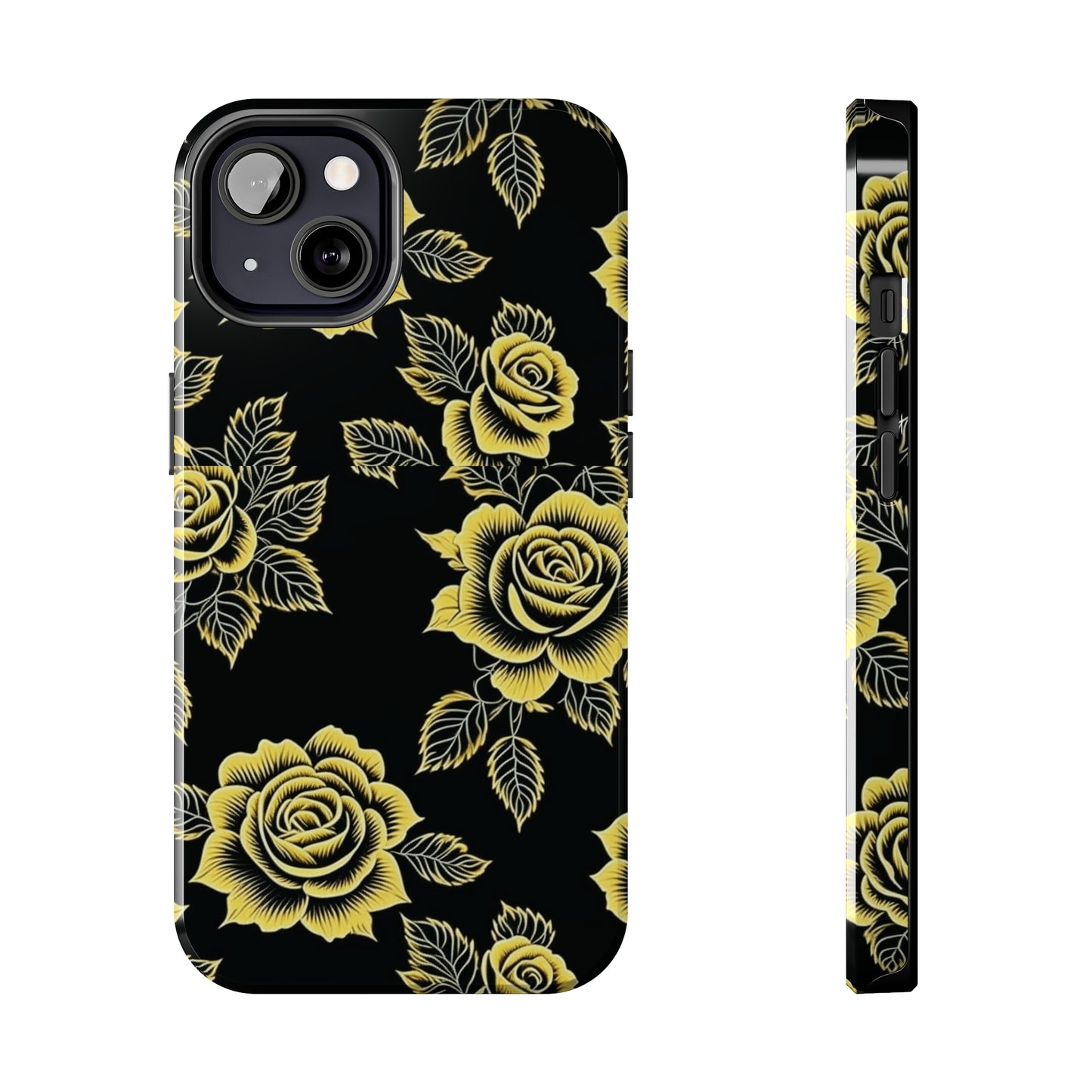 gold rose iphone case, black iphone case, Tough iPhone Case