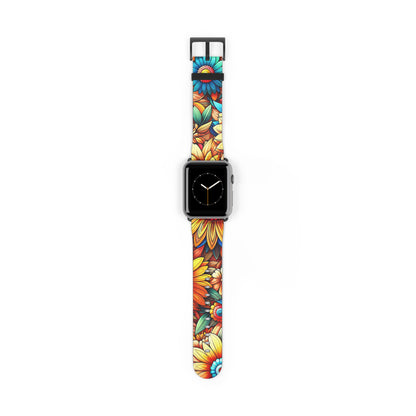 Sunflowers Faux Leather Apple Watch Band