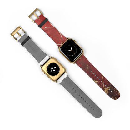 Red Faux Leather Apple Watch Band