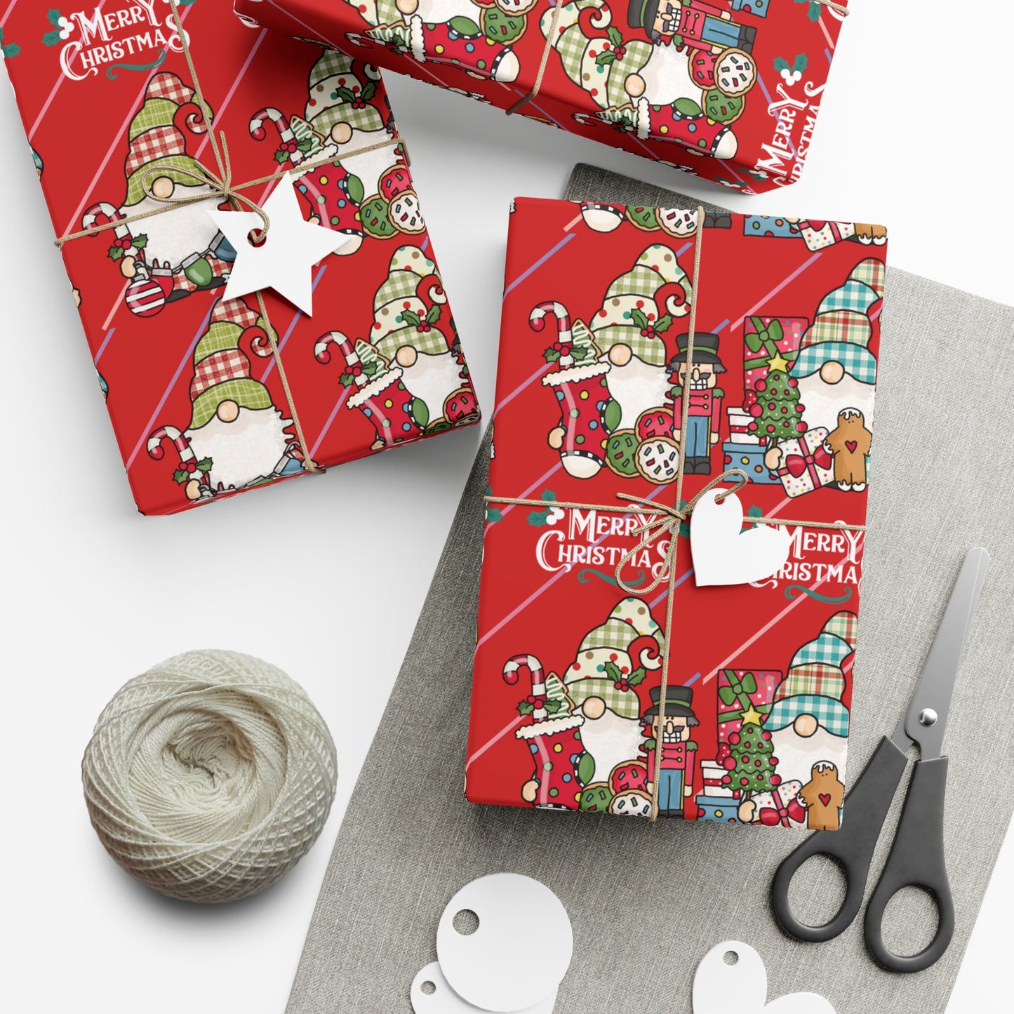 Gnomes Gift Wrap Papers, Christmas Gnomes gift wrap