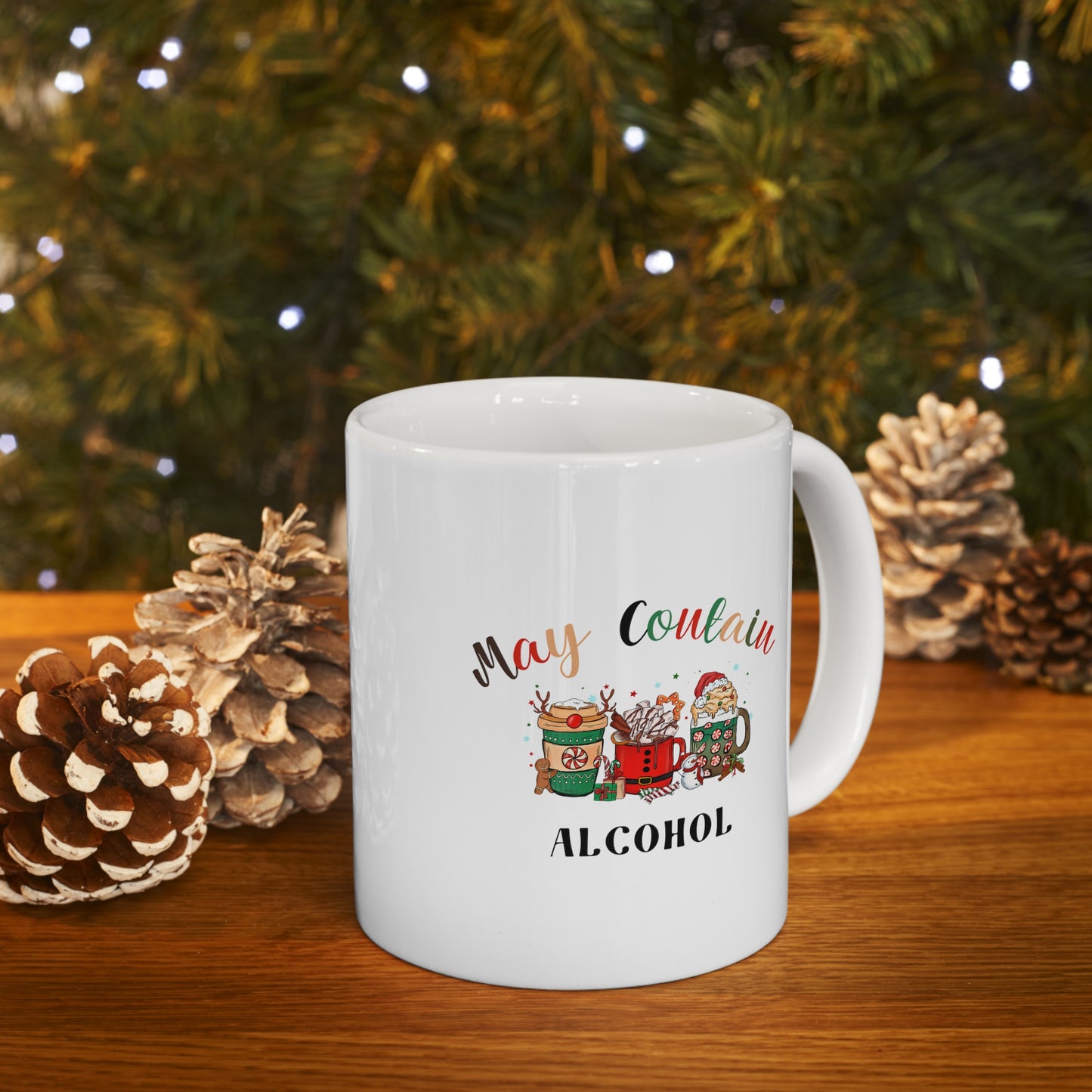 Merry christmas, Christmas drinks, funny mug, white Ceramic Mug 11oz