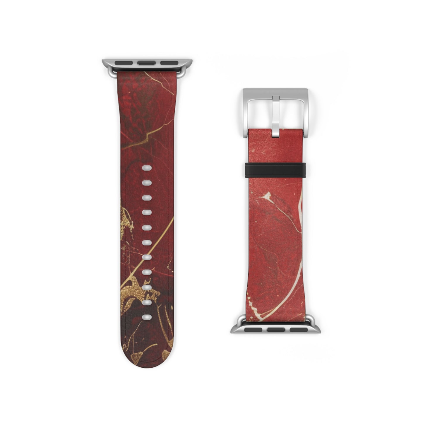 Red Faux Leather Apple Watch Band