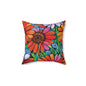 Faux Suede Square Pillow, boho flowers pillow, housewarming gift, christmas gift