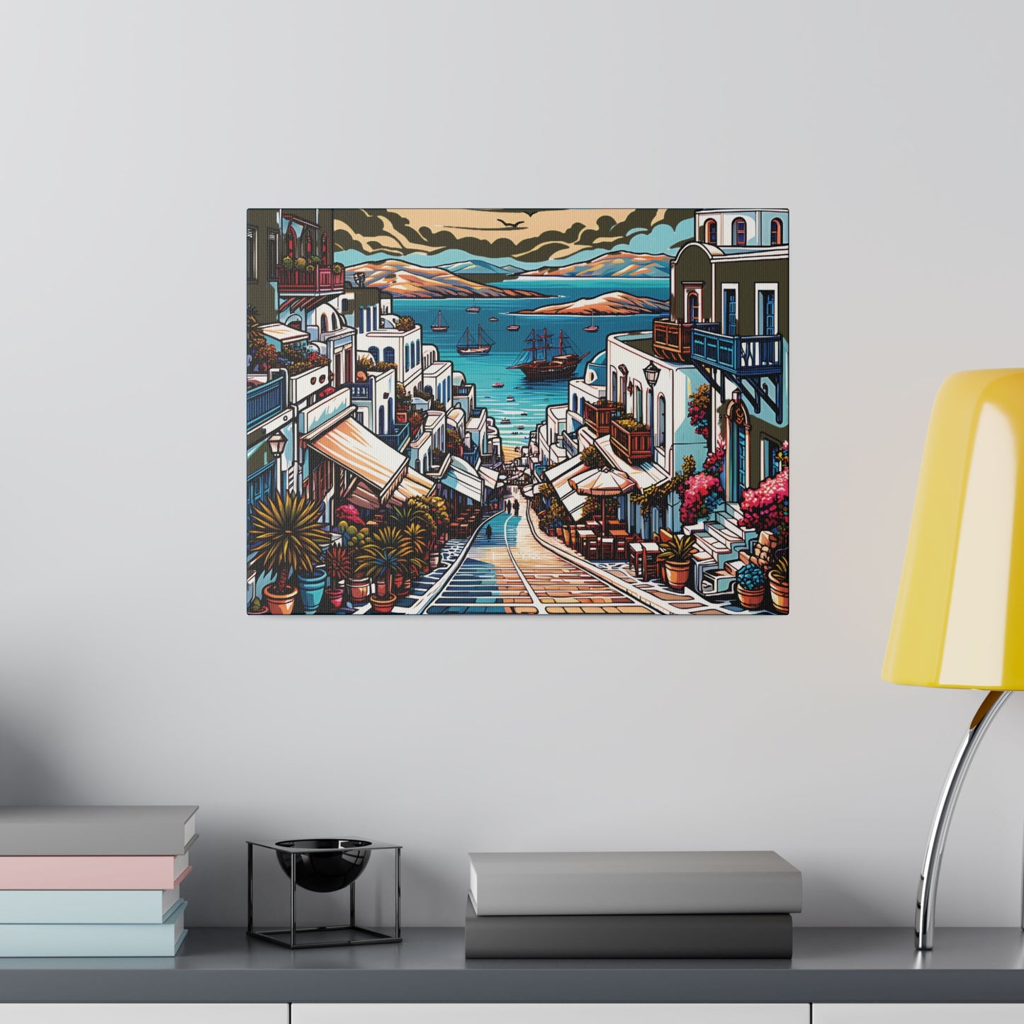 Mykonos Travel Print Matte Canvas, Stretched, 0.75"