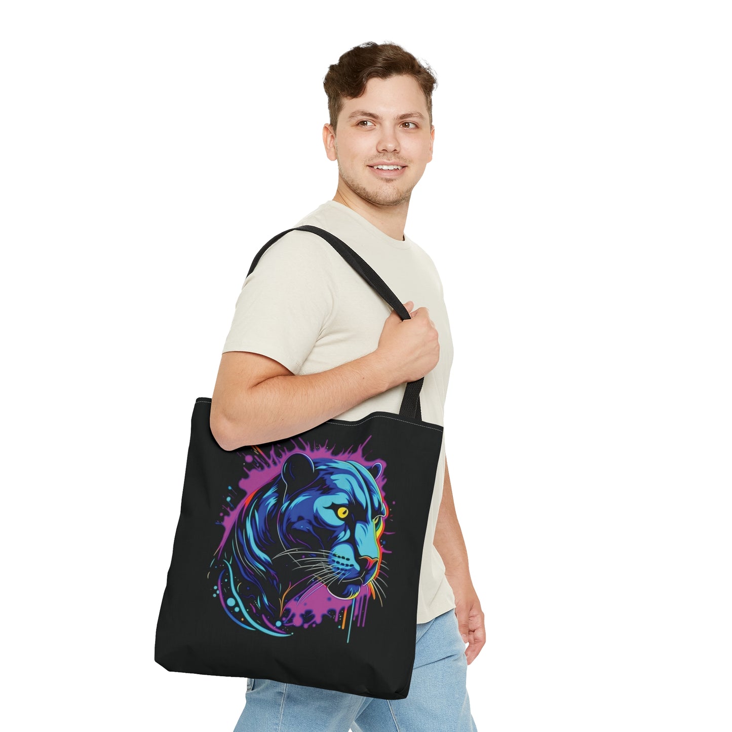 Black Panther Tote Bag, colorful panther tote bag