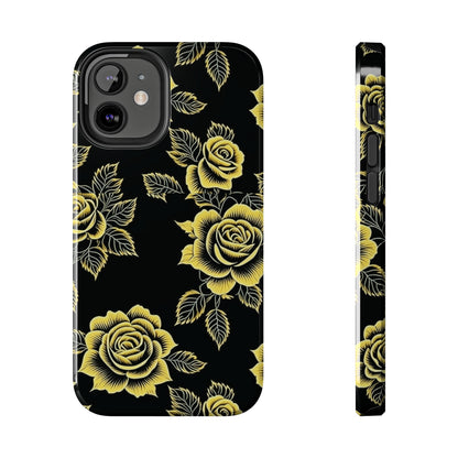 gold rose iphone case, black iphone case, Tough iPhone Case