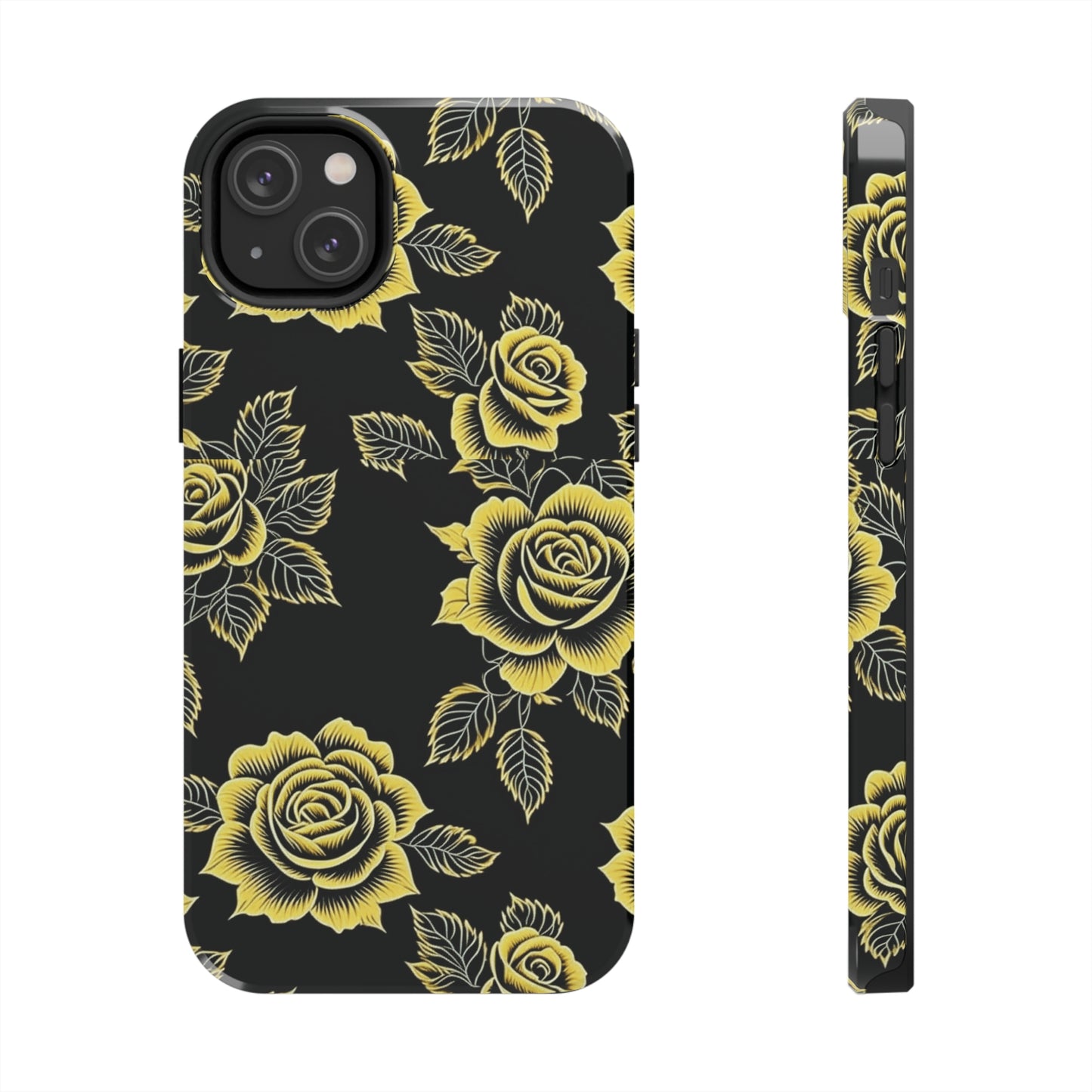 gold rose iphone case, black iphone case, Tough iPhone Case