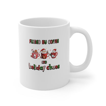 Fueled by coffee and holiday chaos, funny christmas mug