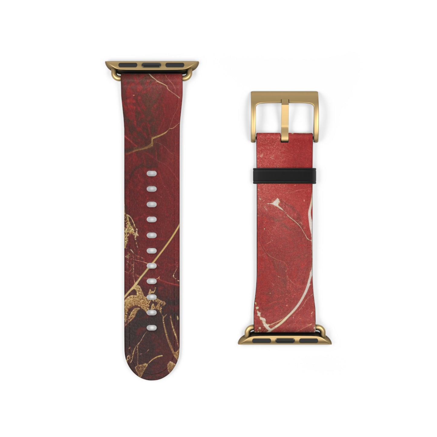 Red Faux Leather Apple Watch Band