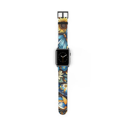 Sunflowers Faux Leather Apple Watch Band