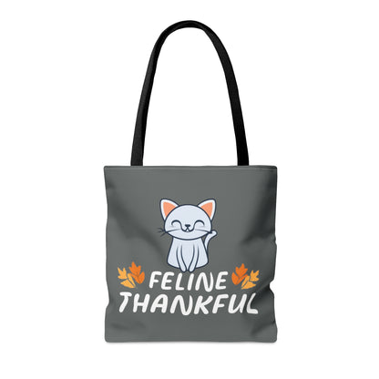 Feline thankful tote bag, cat Tote Bag, Thanksgiving cat tote bag