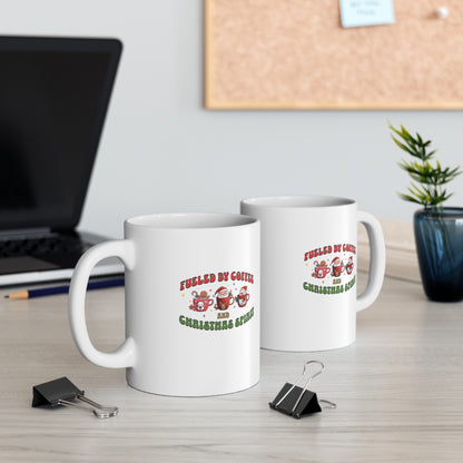 Fueled by coffee and christmas cheer, Christmas coffee Ceramic Mug 11oz