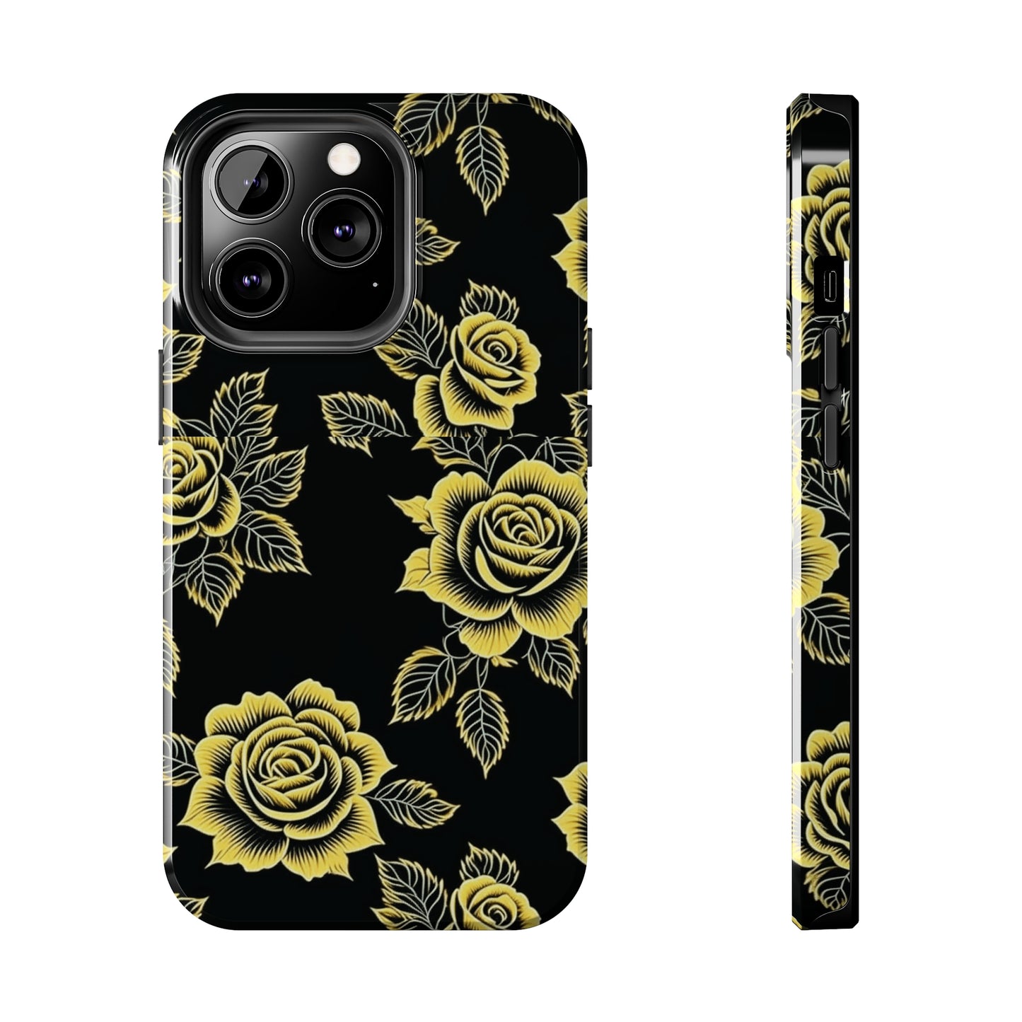 gold rose iphone case, black iphone case, Tough iPhone Case