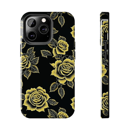 gold rose iphone case, black iphone case, Tough iPhone Case