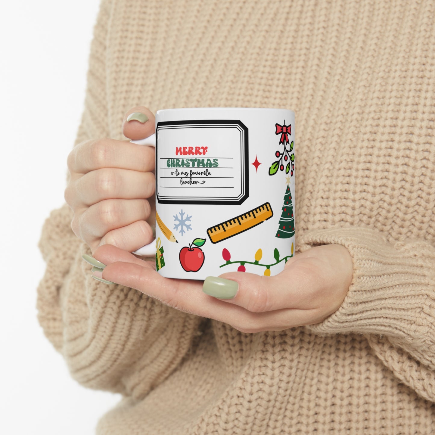 Christmas teacher mug, christmas gift for teacher, Ceramic Mug 11oz